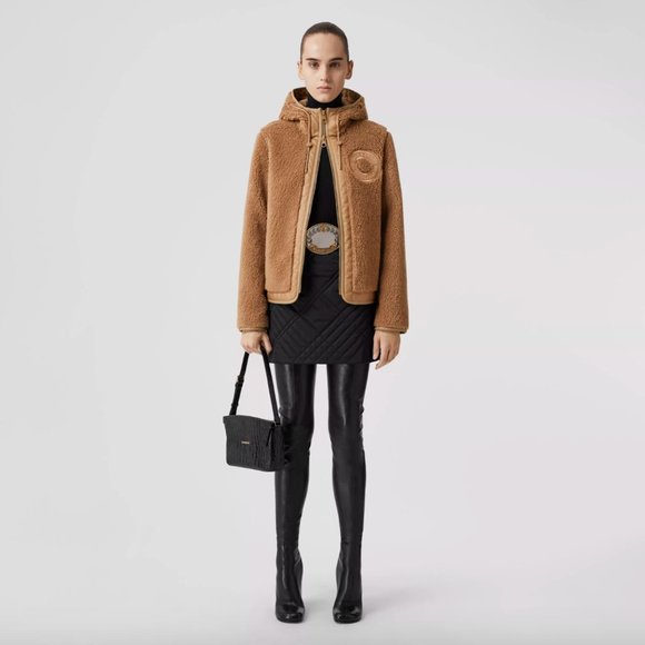 Burberry Caramel Fleece Hooded Jacket